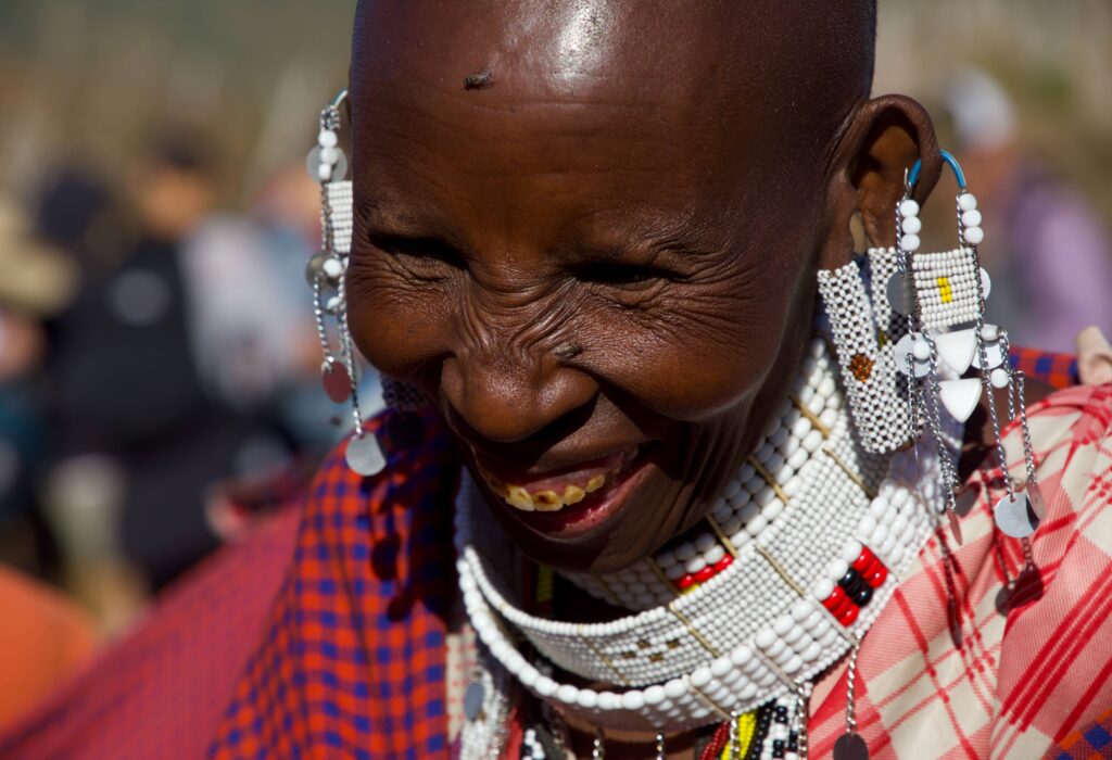 Woman of the Masaai tribe laughing